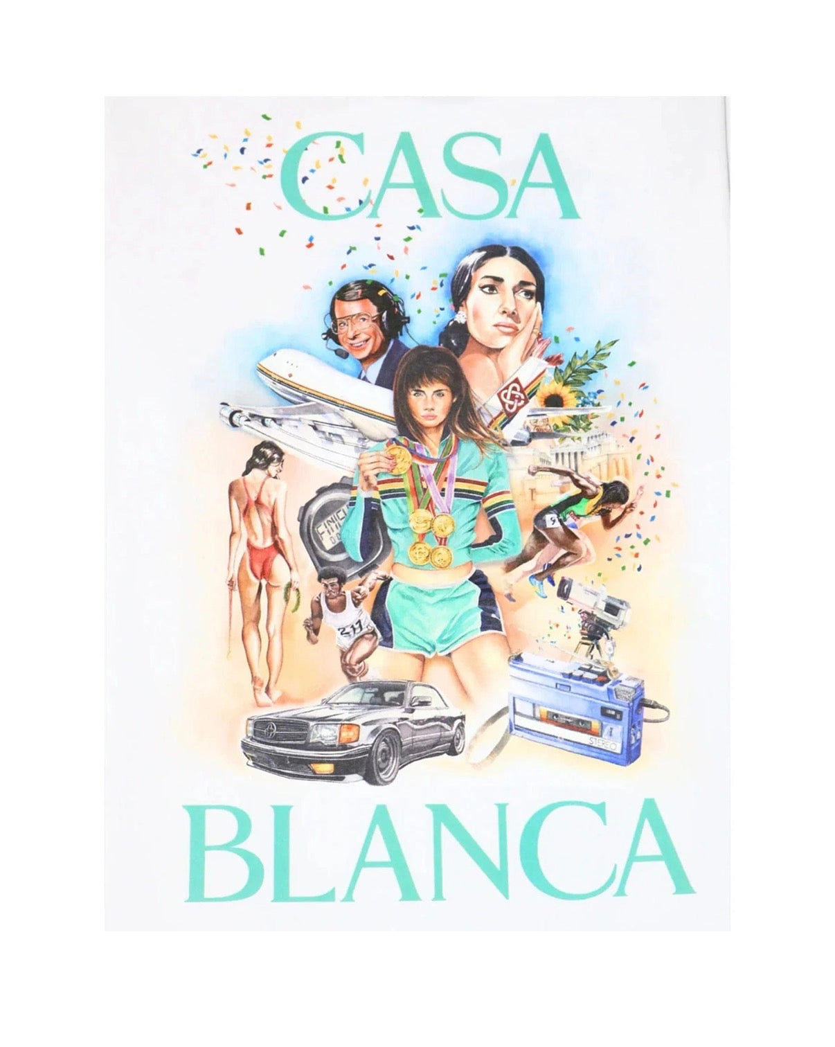CASABLANCA WHITE CELEBRATION DU SPORT PRINTED T-SHIRT