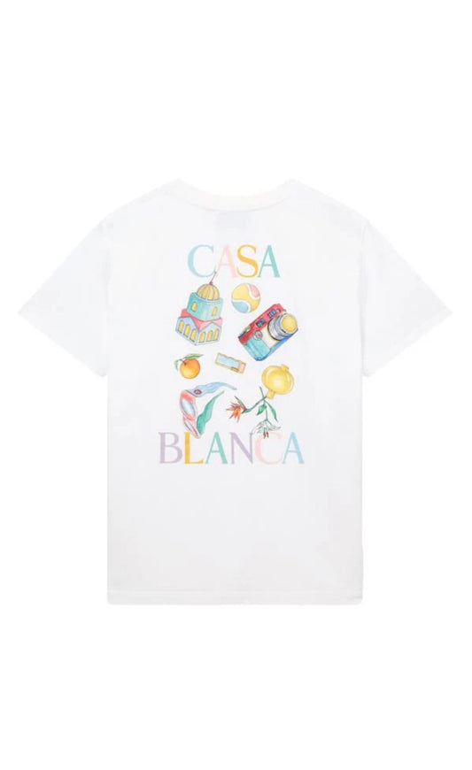 CASA BLANCA OBJECTS EN VRAC PRINTED T-SHIRT WHITE